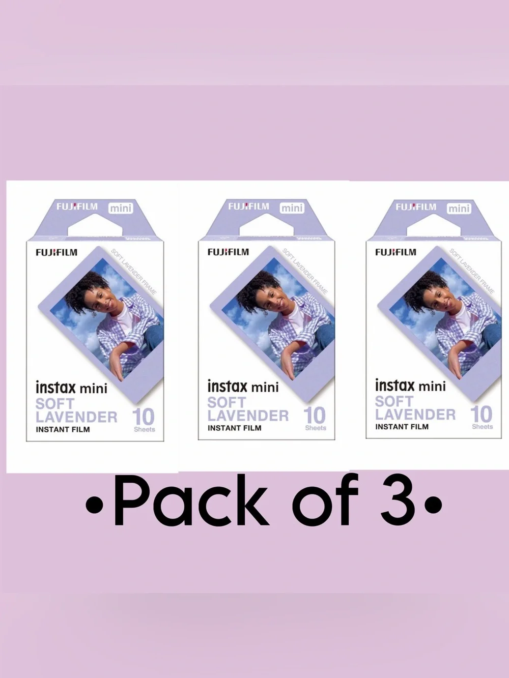 Fujifilm instax Mini Soft Lavender Instant Film •Bundle of 3•